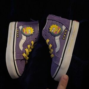 Vans Kids Purple High-Top Sneakers with Yellow Laces
